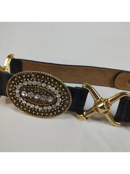 Streets Ahead Santa Monica X & O Rhinestone Leather Statement Belt Vintage main image 8